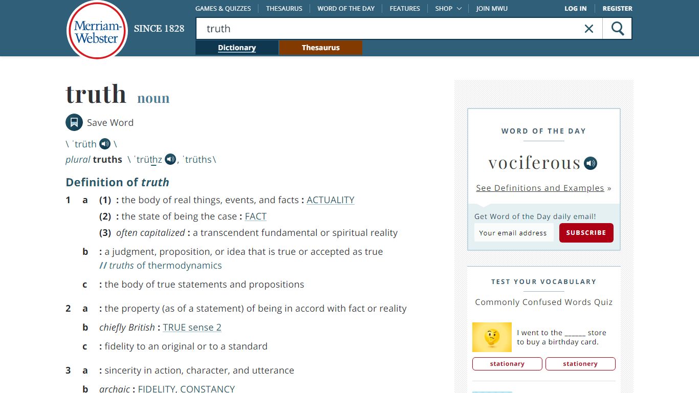 Truth Definition & Meaning - Merriam-Webster